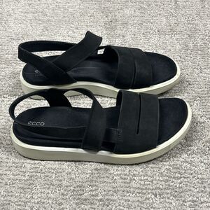 Ecco Yuma Sandals Womens EU 37 US 6.5 7 Black Nubuck Leather Strappy